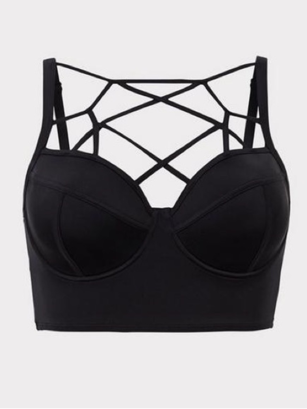 Women’s Black Strappy Longline Swim Top